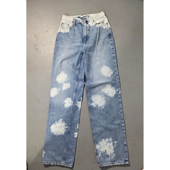 Pacsun 90s Boyfriend Jeans Light Wash Bleach Tie Dye Denim Size 25 - Picture 2 of 14